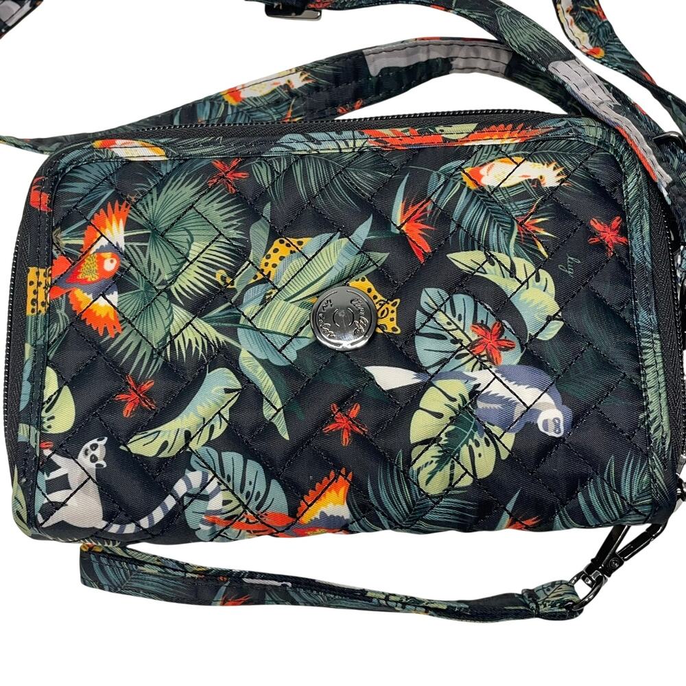 Lug Quickstep RFID Crossbody Bag Purse Wildlife Black Safari Print